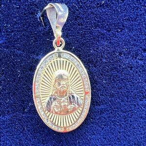 Gold 14k Sacred Heart Jesus Pendant Necklace